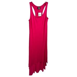 Bobeau Maxi Dress S Pink Boho Festival Y2K Jersey Knit Scoop Neck Sleeveless NWT